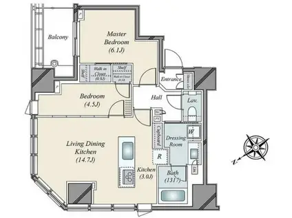 パークホームズ浜松町(2LDK/18階)の間取り写真