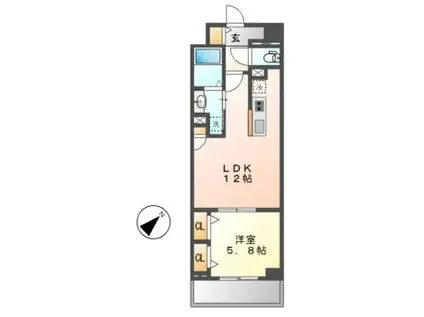 グランルクレ新栄イースト旧 ロイジェント新栄IV(1LDK/2階)の間取り写真