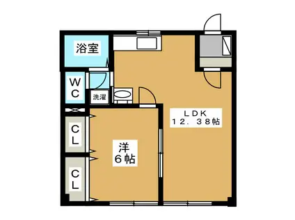 ファミーユ新村A棟(1LDK/1階)の間取り写真