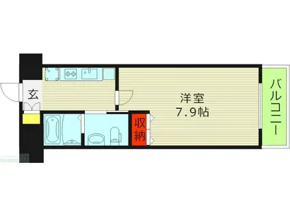 エルプレイス京橋(1K/8階)の間取り写真