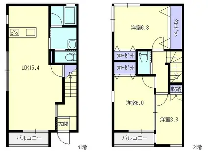プライムコートスワンC(3LDK/1階)の間取り写真