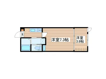 ジャスティス(2K/1階)の間取り写真