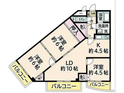 あすと長町 イーストサイド DIO-KAN(3LDK/1階)の間取り写真
