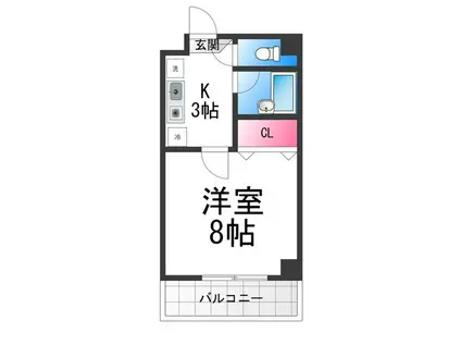 アネックス2号館(1K/3階)の間取り写真