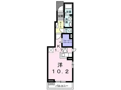 サニーハウス鳥栖A(1K/1階)の間取り写真