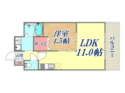 グレンパーク兵庫駅前(1LDK/5階)の間取り写真
