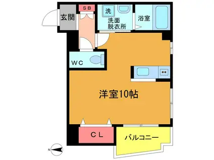 カーサ市川大門通(ワンルーム/3階)の間取り写真