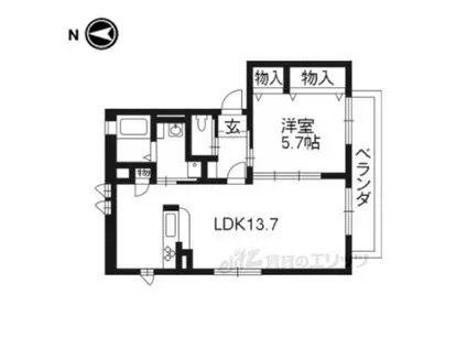 エクレール壬生川(1LDK/1階)の間取り写真