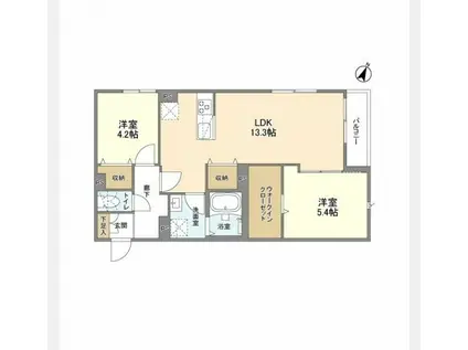 ウエルスクエア渋谷本町(2LDK/1階)の間取り写真