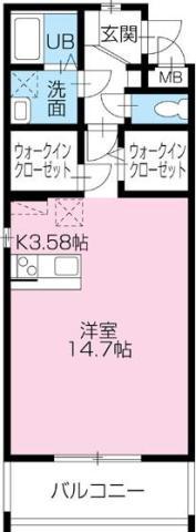 レイ プロミネンス(1K/1階)の間取り写真
