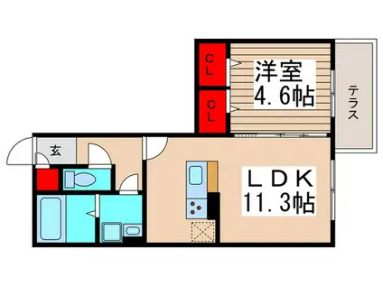 LUCIA(1LDK/2階)の間取り写真