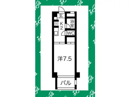 クレイタスパークII(1K/2階)の間取り写真