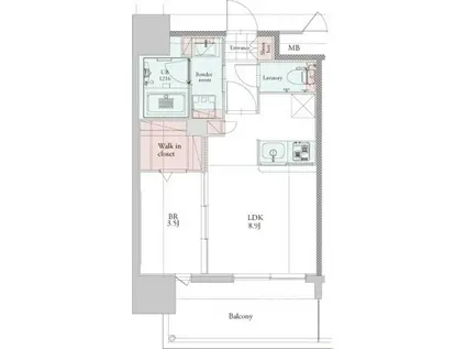 エンクレスト博多PREMIER(1LDK/4階)の間取り写真