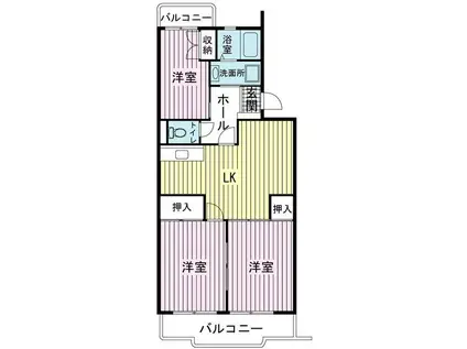 池之端ハイツ(3LDK/3階)の間取り写真