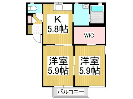 シャーメゾンハンバC(2K/2階)の間取り写真