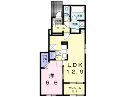 メゾンフォルテシモ 星(1LDK/1階)の間取り写真