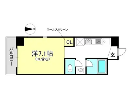 エクランドール(1K/3階)の間取り写真