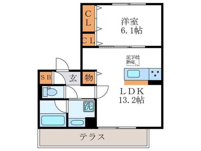 エルピーダ桂(1LDK/1階)の間取り写真