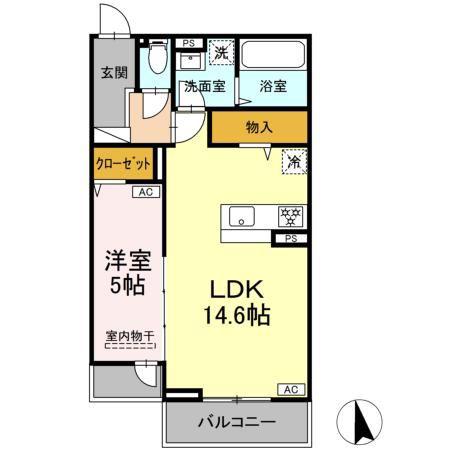 セレスティア竹ノ塚II(1LDK/2階)の間取り写真