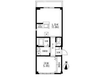 トライアングル(1LDK/2階)の間取り写真