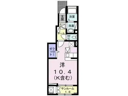 バーミィ・フィオーレ(ワンルーム/1階)の間取り写真