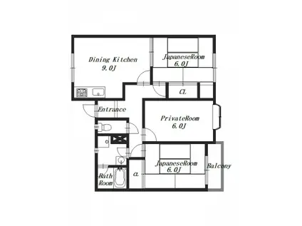 ビクトワール二見(3DK/2階)の間取り写真