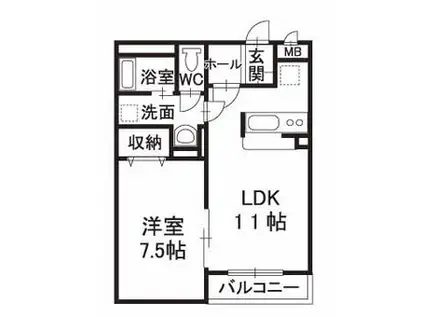 シャルマン曙(1LDK/1階)の間取り写真