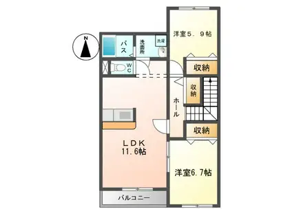 ONEPIECE(2LDK/2階)の間取り写真