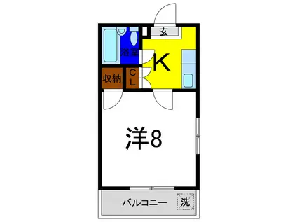 シャトル二軒屋(1K/3階)の間取り写真