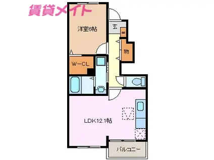 メゾンドゥエスポワールII-B(1LDK/1階)の間取り写真