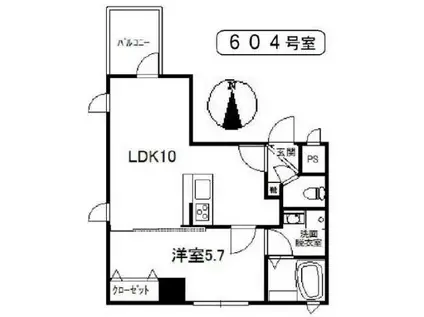 ロゼットII(1LDK/6階)の間取り写真