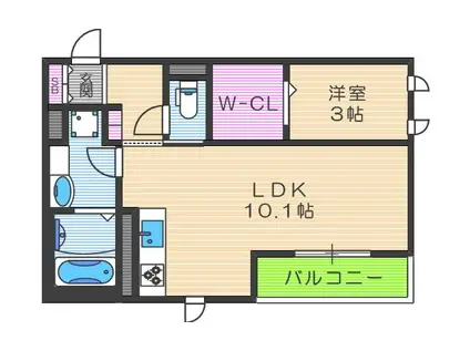 プランドール・TI(1LDK/1階)の間取り写真