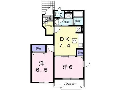 アール・ド・ヴィーヴルA(2DK/1階)の間取り写真
