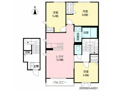 ヴィラーチェ・プロフィット(3LDK/2階)の間取り写真