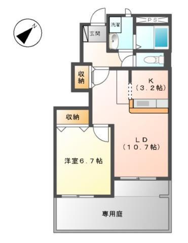 ドミール・ソレイユ(1LDK/1階)の間取り写真