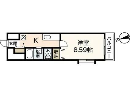 コスモ平和大通(1K/8階)の間取り写真