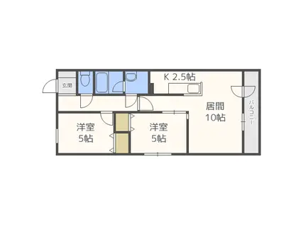 エルミタージュS20(2LDK/3階)の間取り写真
