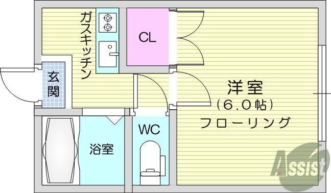 A・PART1(1K/2階)の間取り写真