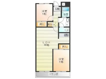 ハピネス48(2LDK/5階)の間取り写真