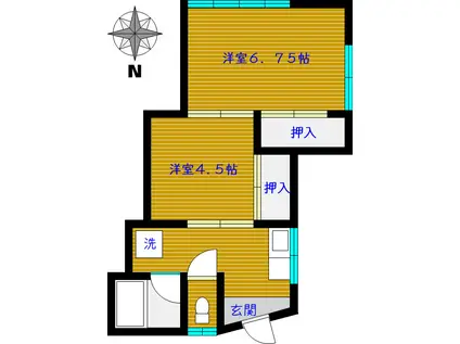コーポラス野原(2K/2階)の間取り写真