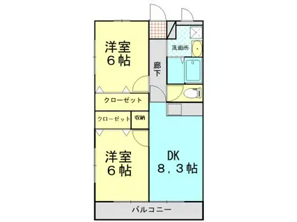 グリーンパル(2DK/2階)の間取り写真