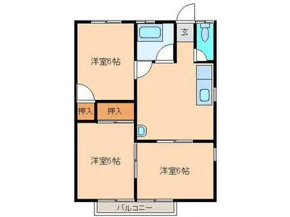 コーポおおはら(3DK/1階)の間取り写真