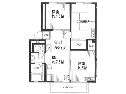エスペラント烏山III(3DK/1階)の間取り写真