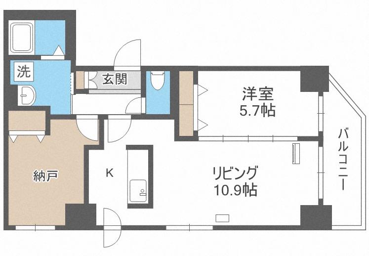 HILLS GARDEN 東札幌(2LDK/2階)の間取り写真