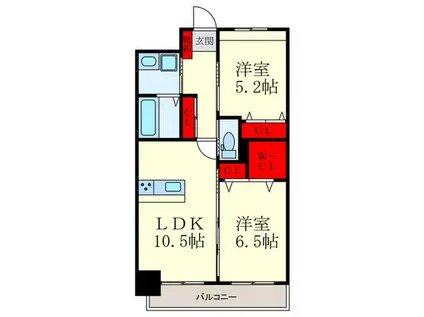 ERUZA GRANZ戸畑千防(2LDK/7階)の間取り写真