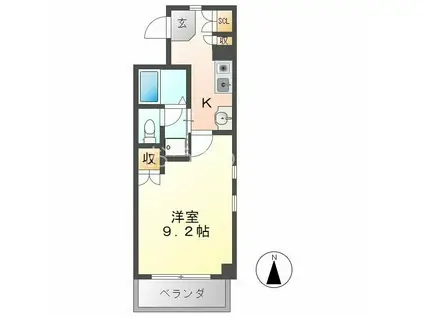 グランドゥール古出来(1K/1階)の間取り写真