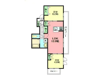 RIZE鎌倉A(2LDK/2階)の間取り写真