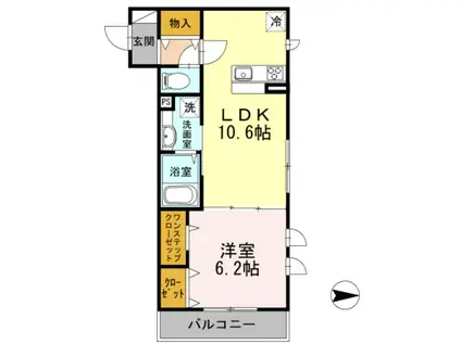 リバーポット(1LDK/2階)の間取り写真