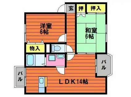 ヴェルフィオーレNT B(2LDK/1階)の間取り写真