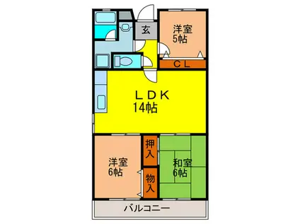 エスペーロ花屋敷(3LDK/1階)の間取り写真